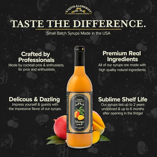Image of Liquid Alchemist Mango Syrup for Drinks - Real Ingredients Make our Mango Puree for Cocktails the Perfect Margarita Mix - Our Tropical Flavoring Syrup is Non-GMO & Vegan (25.4 oz)
