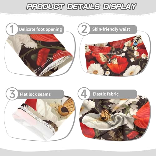 Girls' Leggings Flowers Floral Red White Kids Yoga Tights Pants 1 Pack 208500203