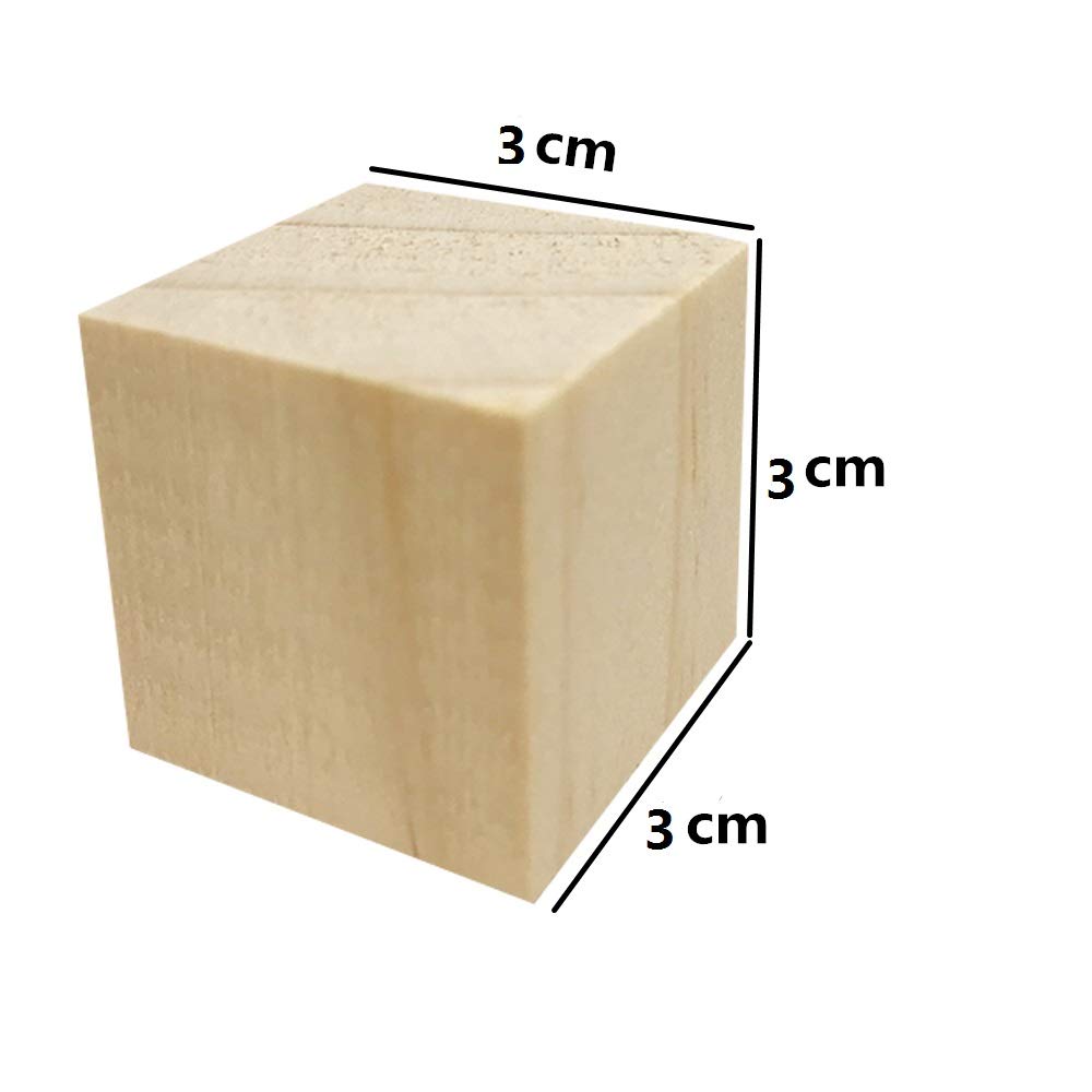 Kurtzy Kleine Houten Kubussen  30 Pak  - 3 X 3 X 3cm Houten Kubussen Natuurlijk Onbewerkte Naald Houten Blokken Educatieve Hobby Blokken Voor Diy Stempelen Hobby Kunst Puzzels Nummers