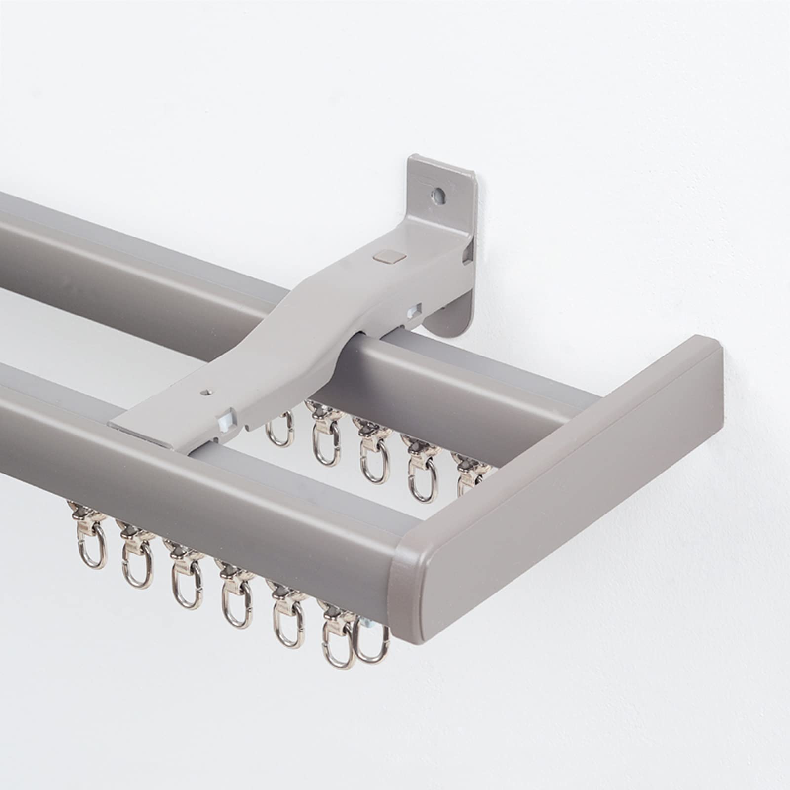 Qiqviv Wall-B Imitation Wood Double Track For Curtains Ceiling Or Wall Mount Curtain Track For Room Divider Double Rod Curtain Rail Set(,9.8Ft/300Cm)