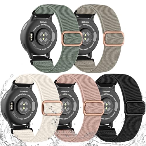 20mm Quick Release Band Compatible with Garmin Vivoactive 5 Watch Bands Soft Braided Stretchy Nylon Water-Resistant Strap for Vivoactive 6/Venu Sq/Sq 2/Sq Music/2 Plus Forerunner 245/165/55 Women Men