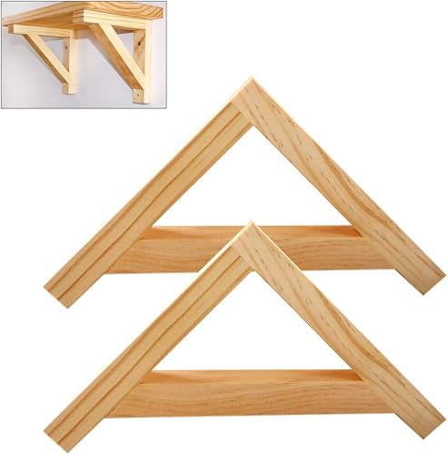 Miniatura 7 de Soportes flotantes de madera maciza triangular, soporte de ángulo recto espesar soportes de estante de carga, soporte de estantería para decoración