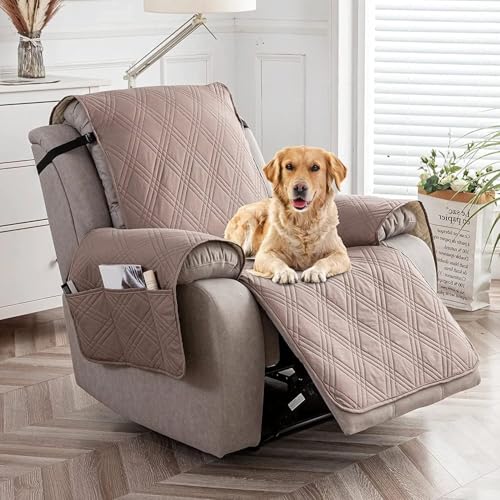Funda de sofá reclinable grande color taupe para protector de mascotas acolchado 3