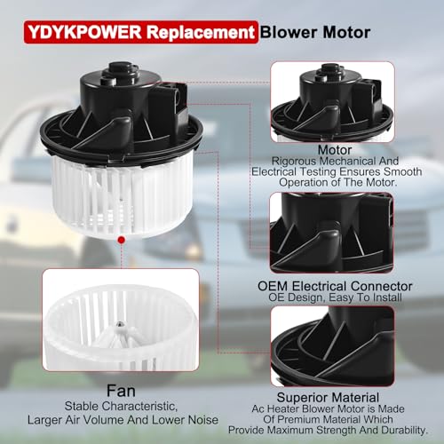 Image of AC Heater Blower Motor with Fan Compatible with Chevy for Suburban 1500 07-14 for Tahoe for Sierra 1500 /2500 HD for Yukon for Escalade HVAC Blower Motor, Replace 700164, 22741027, 15-81683