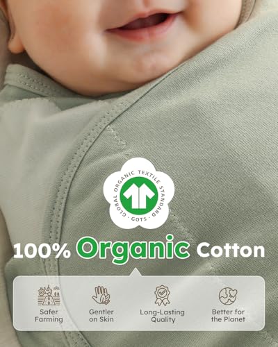 Yoofoss Baby Swaddles for Newborns 100% Organic Cotton, Adjustable Swaddle Sleep Sack 3-6 Months Newborn Swaddle Sack, Breathable Soft(Medium)