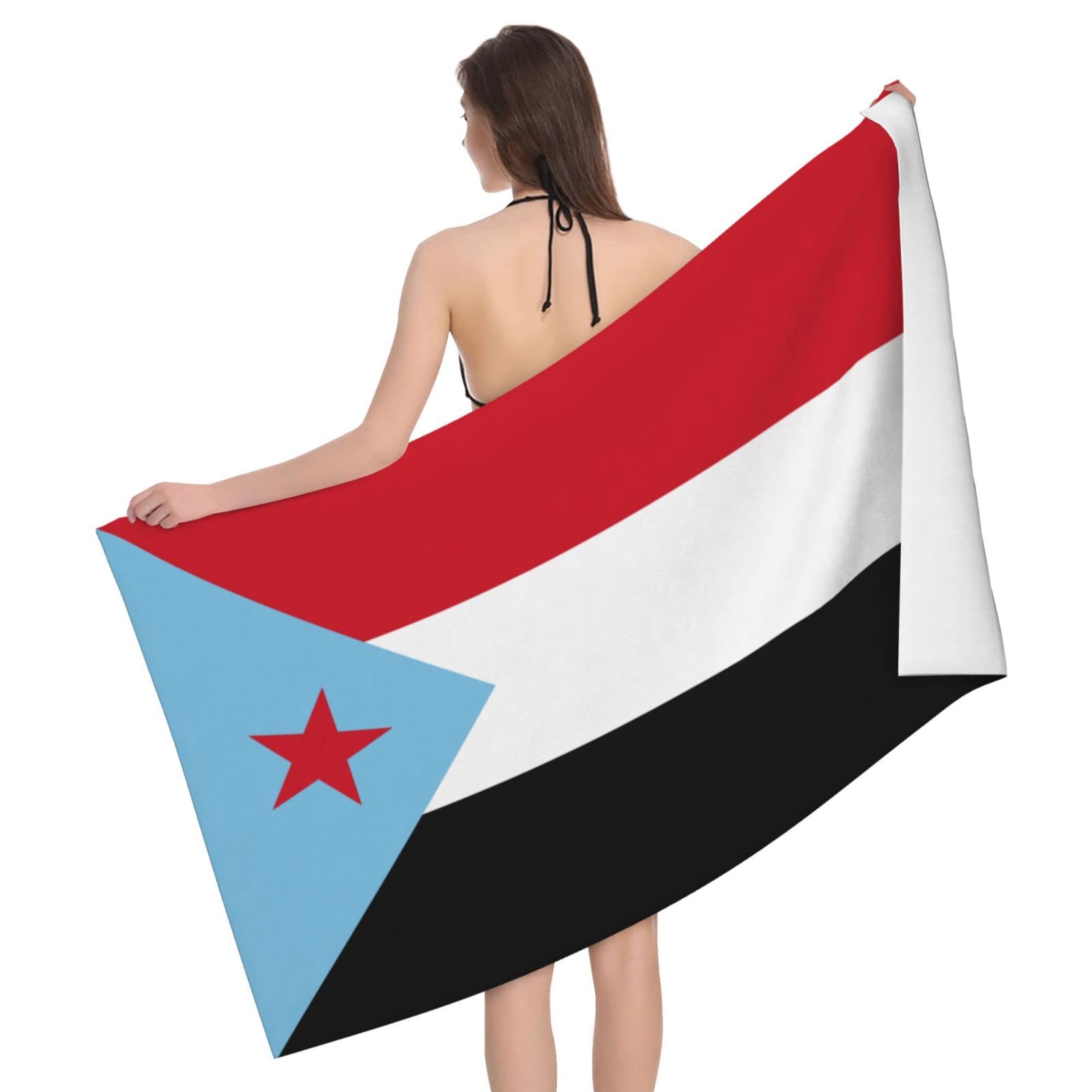 Beach Towel Flag Of South Yemen Sand Free Towels Anti Frizz Cosy Bath Hand Towel For Bath Hotel Swim,80X130Cm