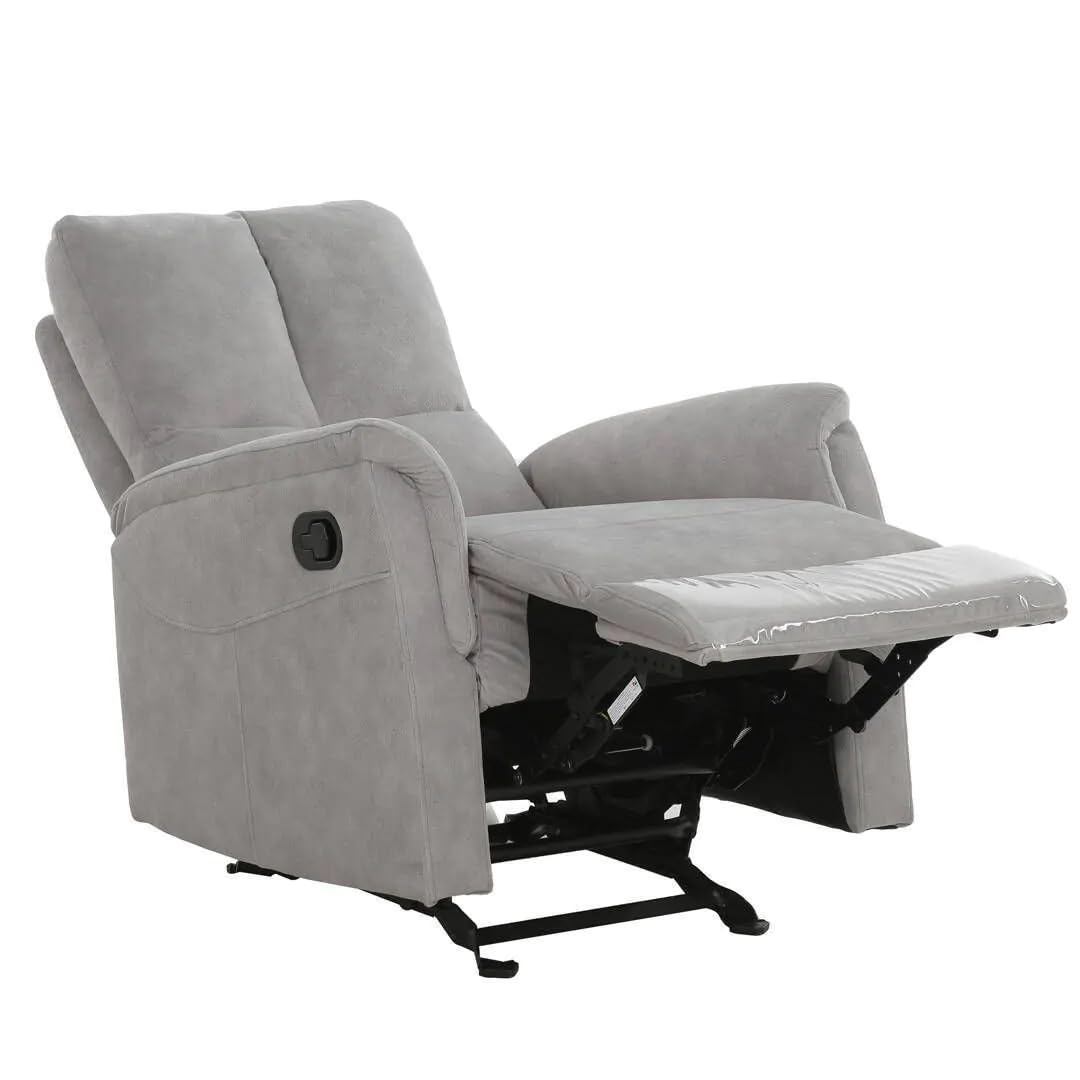 SHIITO | Sillón Balancín | con Sistema Relax Manual | Tapizado en Tela | Modelo AJAX - Gris | 102,5 x 91 x 77 cm