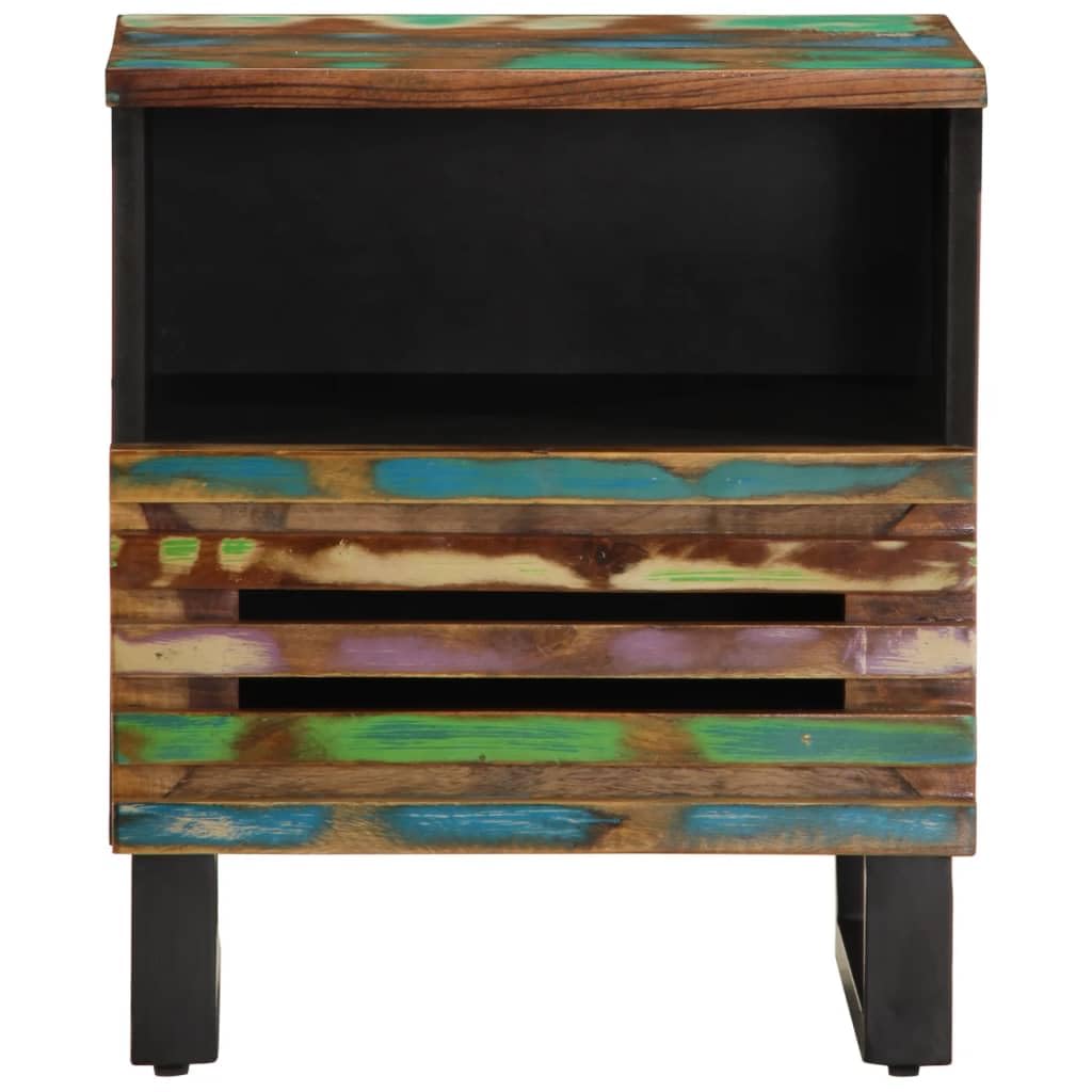 Lot de 2 tables de chevet en bois massif vieilli - 40 x 34 x 46 cm