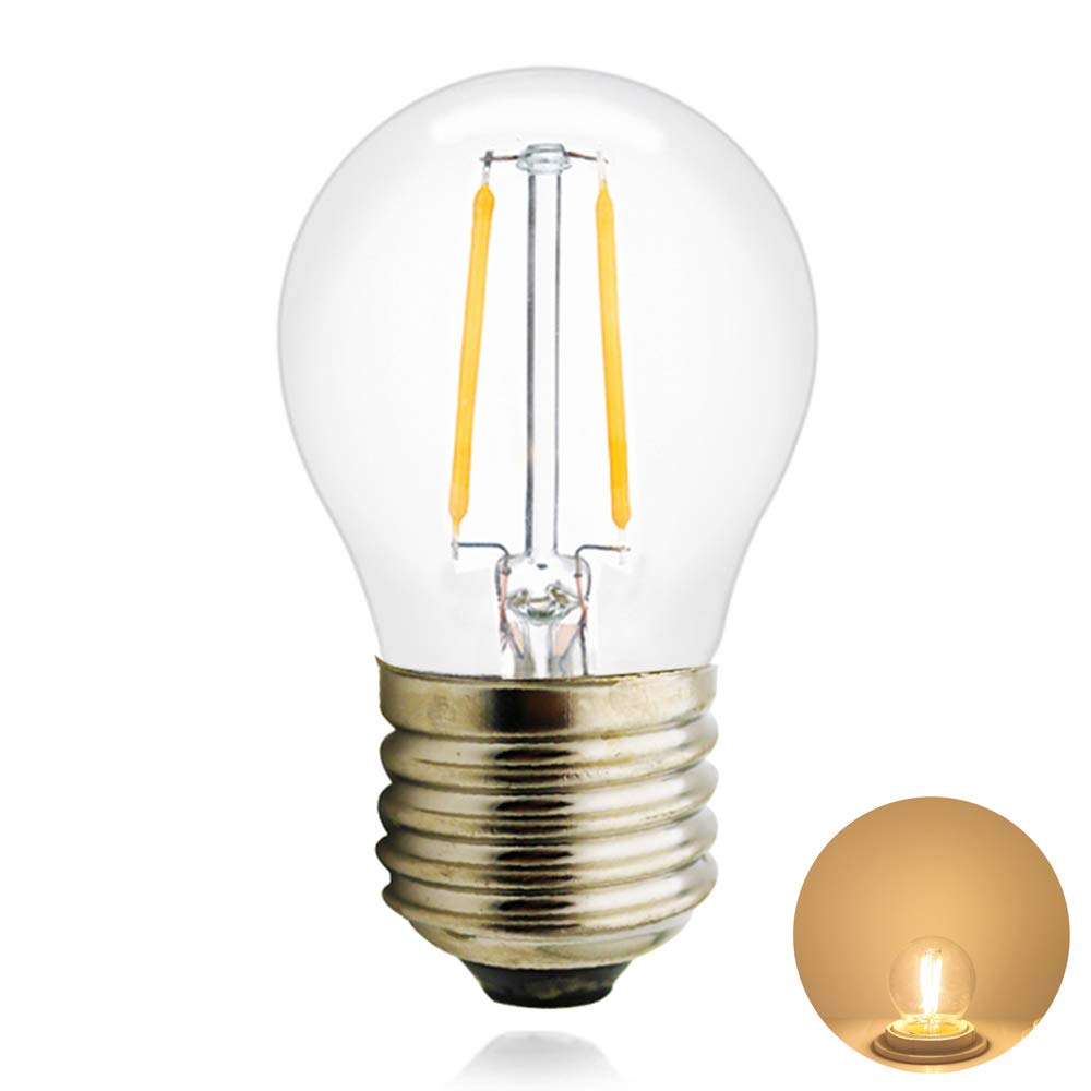 Chao Zan Vintage Style E27 Edison Screw LED Filament Bulbs 2W Light G45 Small Globe 360 Beam Angle Lamp 2700-3000K Warm White 25W Incandescent Replacement