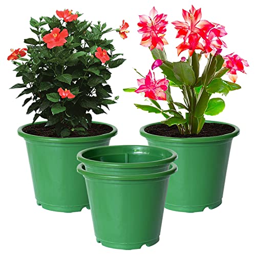 Image of Kuber Industries Durable Plastic Flower Pot|Gamla with Drain Holes for Indoor Home Decor & Outdoor Balcony,Garden,6 inchx5 inch,Pack of 4 (Green)