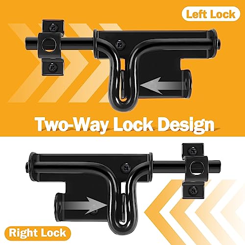 Image of Door Lock Bolt Gate Latch - 3 Pack Heavy Duty Fence Slide Latches Outdoor Doors Latches Hardware Gates Locks Black Barrel Bolt Locking Sliding Bolt Latch Padlock Hole for Wooden Fence Yard Shed Barn