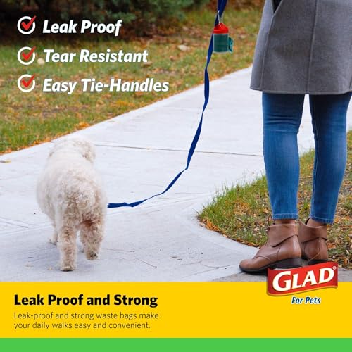 Image of Glad for Pets Dog Waste Bags, Lavender Scent - Leak Proof and Strong Disposable Dog Poop Bags for Dogs, Easy Tie Handles for Clean Up, Scented Doggie Bag Rolls, 120 Count