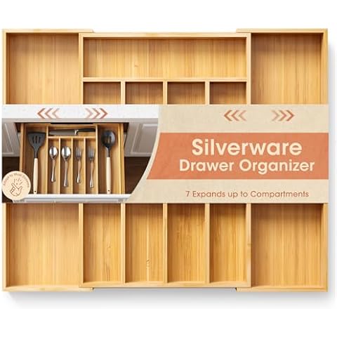 AUJEN Bamboo Expandable Utensil Organizer Cover