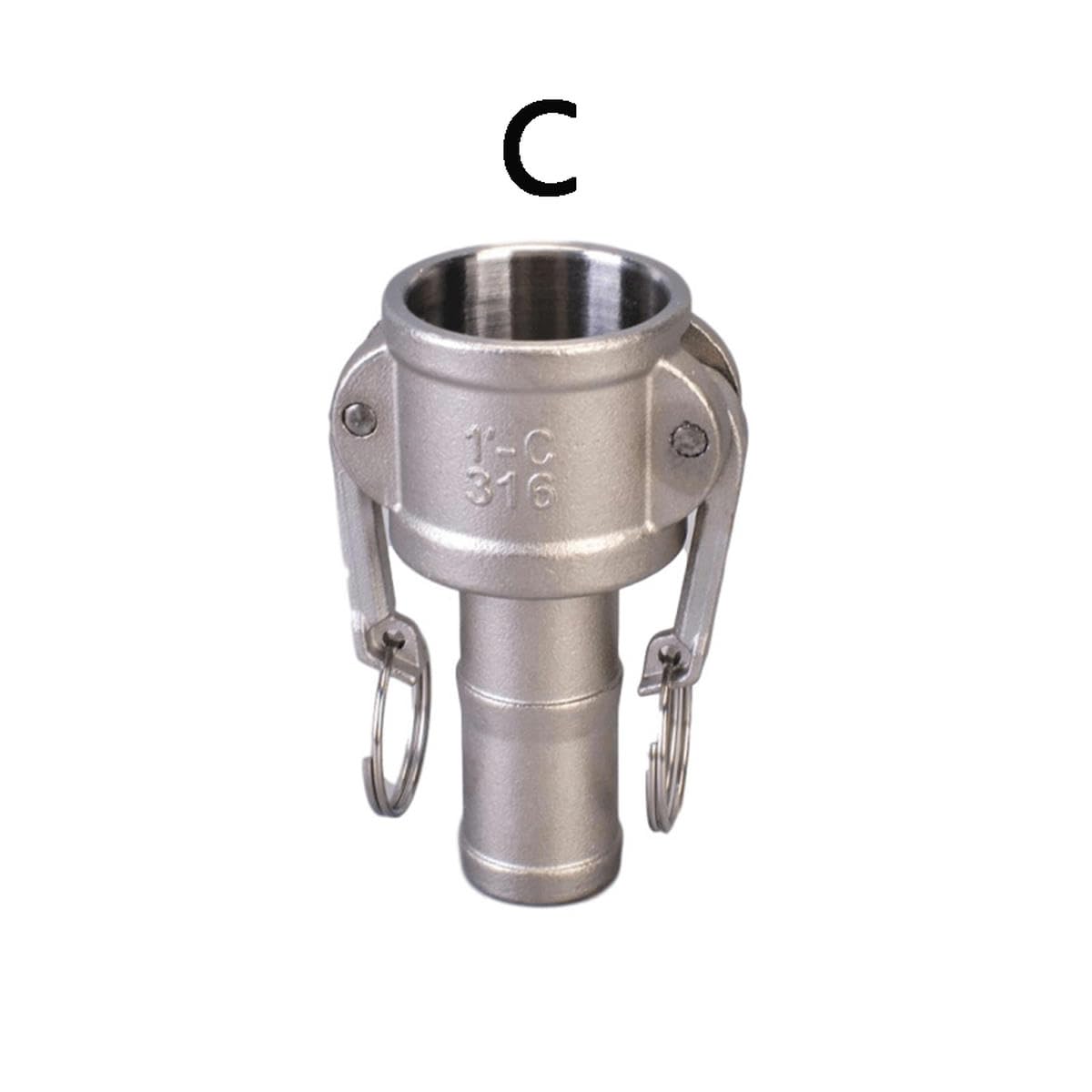 304 316 Edelstahl 1/2 Zoll 3/4 Zoll 1 Zoll 2 Zoll - 4 Zoll Weiblich Männlich Camlock-Anschlussadapter Widerhaken Schnellkupplung für Schlauchpumpe-Typ C-316 Edelstahl-1-1/4 Zoll