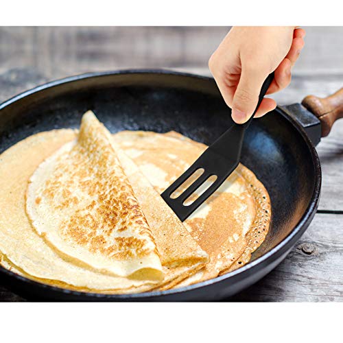 Mini Brownie Serving Spatula Flexible Nonstick Silicone Serve Turner Heat-Resistant Cookie Spatula Slotted Spatula For Flip Egg In Small Frying Pan Cookie Batter Lemon Square (Black, 2) #TOP5