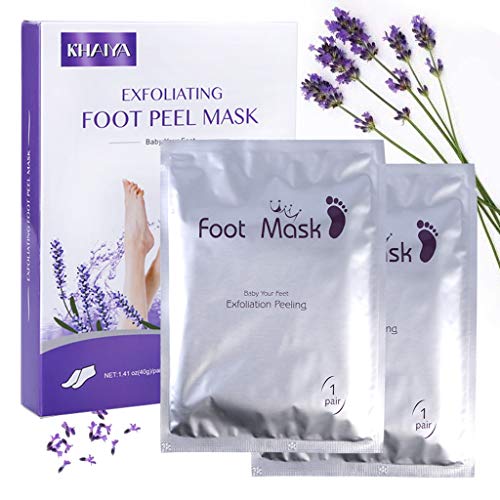 KHAIYA Foot Peel Mask Baby Soft Smooth Remover Dead Skin Feet Exfoliator Foot masks Peeling Off Callus 2 Pairs Lavender Scented for Men Women