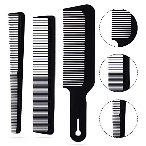 3Pcs Barber Comb Set Clipper Flattop Barber Comb Taper Combs and Heat-Resistant Fiber Cutting Comb for Men Women