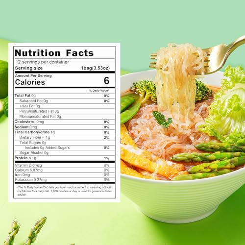 Image of Hethstia Konjac Noodles Angel Hair, 12 Pack Shirataki Noodles, Low Calorie, Low Carb, Sugar-Free, Gluten-Free, Keto and Paleo Friendly, Vegan, Healthy Konjac Pasta
