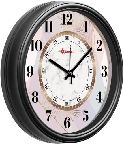 Image of Bosco Decorative Non Ticking Silent, Black 30 CM, Modern Design Round Clock for Home, Living Room, Bedroom, Office and Kitchen-BWC-1605
