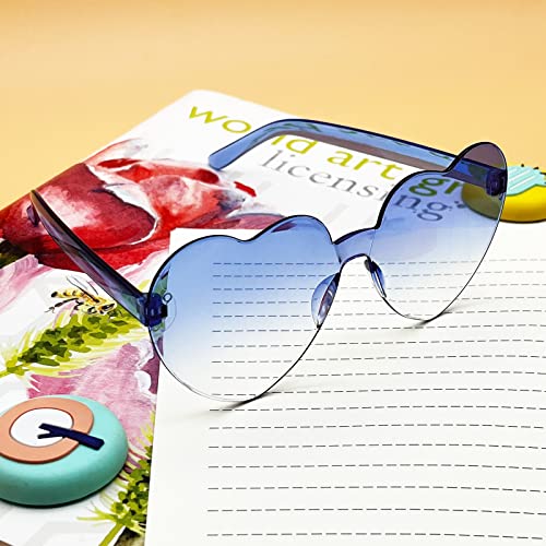 Image of 12 Pairs Heart Glasses Colorful Rimless Heart Shaped Sunglasses Love Glasses for Bachelorette Bride Party Favor