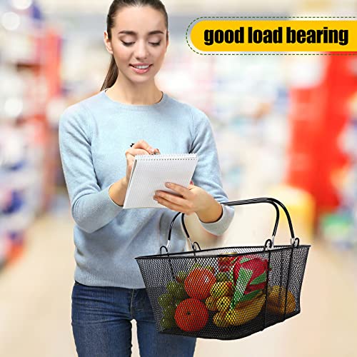 Remerry 20 Pcs Shopping Baskets With Handles 22L Black Metal Wire Grocery Baskets Portable Mesh Shop Baskets Bulk For Supermarket Retail Store Supplies thumb #3