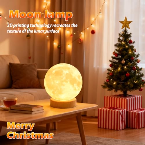 2 Pack 3D Moon Lamp LED Night Light, Remote Control 16-Colorful RGB, Globe Cute Lamp Bedroom Home Office Decor, Romantic Table Lamp Gifts for Christmas Birthday Girls Boys Women
