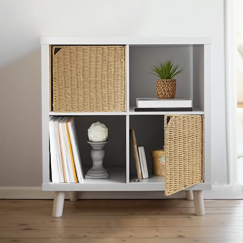 AELS 13' Handwoven Natural Fibre Doors for Cube Storage Shelf, Set of 2, Boho Straw Shelf Cover for...