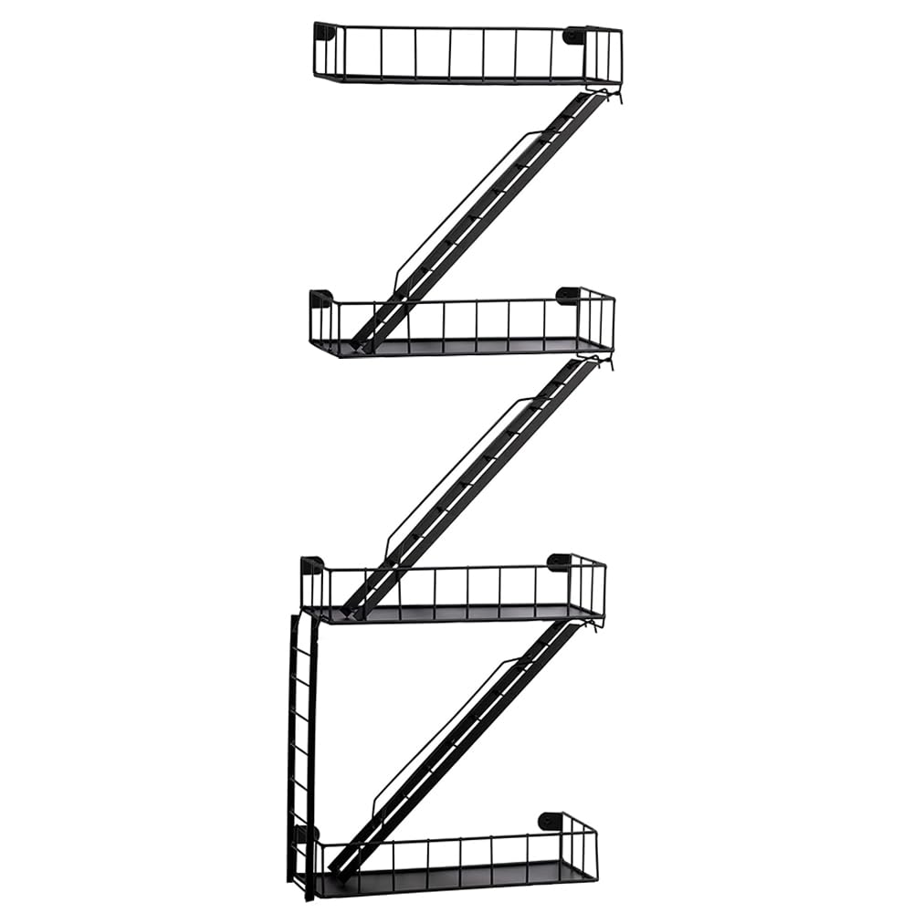 Photo 1 of COEAYO Fire Escape Wall Shelf - 4-Tier Trinket & Action Figure Display with Screwdriver & Screws, Unique Rustic Floating Action Figure Display for Bathroom & Living Room & Home Decor (4 Tier, 1)