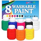 EXTRIC Washable Paint for Kids 8 Color, Non-Toxic Tempera Kid Paint 2 oz Bottles, Vibrant Pigments, Easy-Clean Toddler Paints, Kids Painting Set Arts and Crafts Supplies