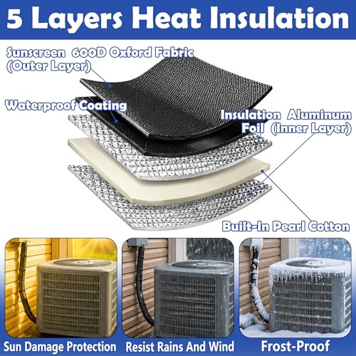 Image of 2 Pcs 5 Layers HVAC Copper Pipe Insulation Cover, AC Pipe Insulation Covers