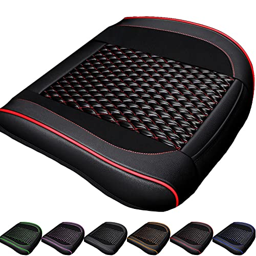 Thomakoo Car Seat Cover Protector Universal Easy Clean Not Moves Pu Leather Non-Slide Water Proof Front Auto Pads Fits for Most Cars(Black&Red)