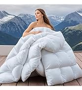 Premium Luxury Goose Feather Down Comforter for King Size Bed, Fluffy and Cozy All Season Cover with 1000T 100% Cotto 51qYuMJmvDL. AC SR166,182