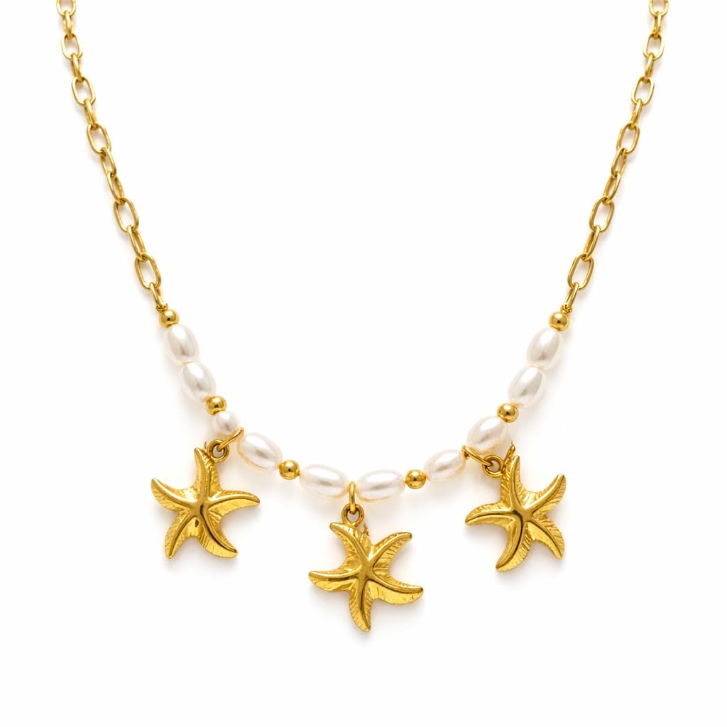 Anti-Tarnish Adjustable Gold Plated Charm Necklace | Elegant Jewelry, Lightweight & Durable | Gift for Birthday, Anniversary, or Special Occasion | For Womens & Girls - 1 Set