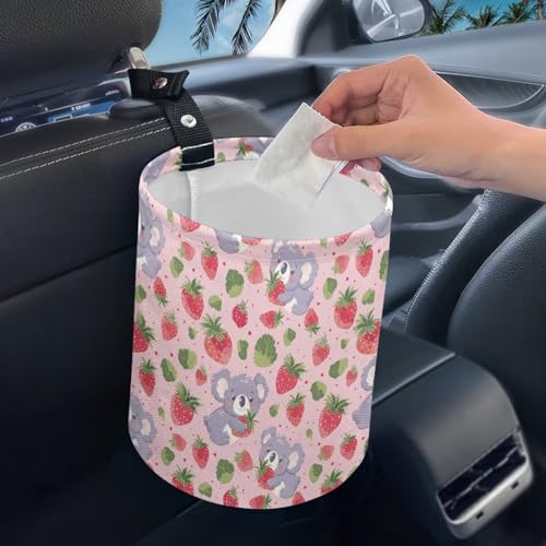 Image of Portable Cute Koala Bears Car Garbage Bin Reusable Car Trash Bin Car Trash Can Bags Collapsible Accessories Easy to Clean Car Interior Decoration Universal
