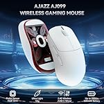 AJAZZ AJ099 SUPERLICHT Kabellose Gaming-Maus,Ultraleicht (56g),PixArt Sensor PAW3311, 12000 DPI, 2.4G/USB-C Wired Gaming-Mäuse,6 Programmierbare Tasten,200 Stunden Akkulaufzeit,für PC/MAC/PS4 – Weiß – Bild 2