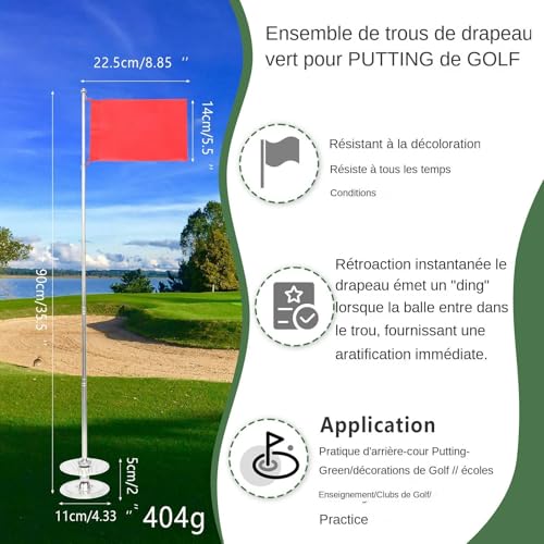 Practice Golf Flagstick rétractable avec coupelle pour entraînement de précision - 6