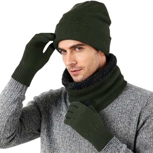 Connectyle 3-Piece Winter Beanie Hat Scarf and Touchscreen Gloves Set for Men and Women Fleece Lined...