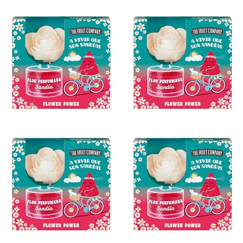The Fruit Company Flor Perfumada Sandía Pack 4 uds – Ambientador Decorativo de 50 ml con Aroma Refrescante y Dulce – Larga Duración – Ideal para Hogar, Oficina o Regalo Original