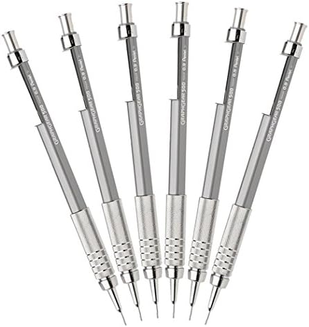 Pentel GraphGear 500 Automatic Drafting Pencil, 0.9mm, Gray, Pack of 6