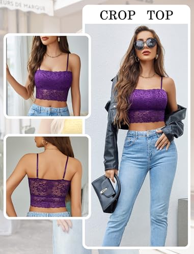 Image of Avidlove Bralettes for Women Lace Spaghetti Strap Tank Top Tube Slim Basic Camisole