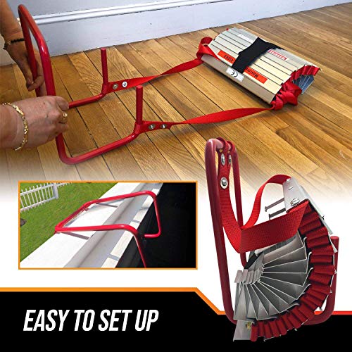 Emergency Fire Safety Escape Kit -Includes Fire Escape Ladder 2 Story, Fire Proof Bag, Fire Blanket, Heat Resistant Gloves, Portable Roll Out Window Escape, Must Have Accessory Kit for Survival