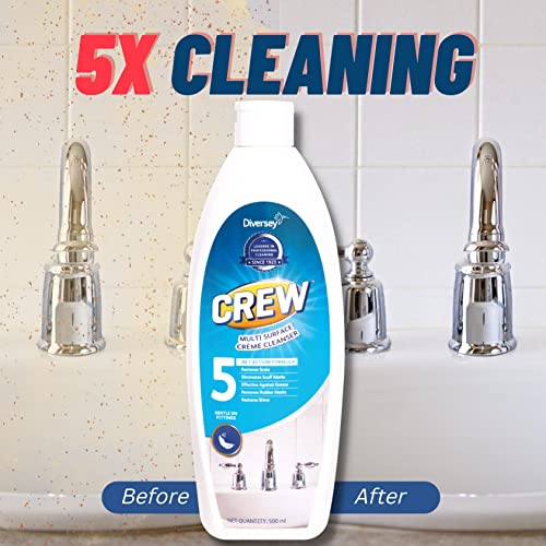Image of Diversey Crew Emerel Multi Surface Creme Cleanser for Bathroom Sanitary fittings, Limescale, Hard water marks, Minerals build up stain remover 500ML