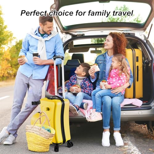 24" Ride on Suitcase for Kids,Can Hold 110 Lbs,with Double Spinner Wheels,Telescoping Handle,Password Lock and Safety Belt,Ride On Luggage for Kid Ages 6-12 (Yellow)3
