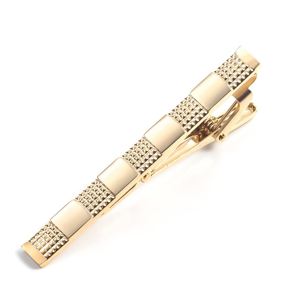 Gemelli con fermacravatta in Oro galvanizzato, da Uomo, Stile Francese, Casual, da Lavoro, con Fermaglio per Colletto (D Come Mostrato)