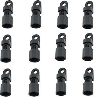 Ruiwaer 12PCS Outdoor Multi Purpose Canoe Accessories Shock Cord Hooks End Fittings Elastic Rope End Fixing Buckle Shock Cord Hooks End Fittings for Kayaks, Canoes, and Boats, Black