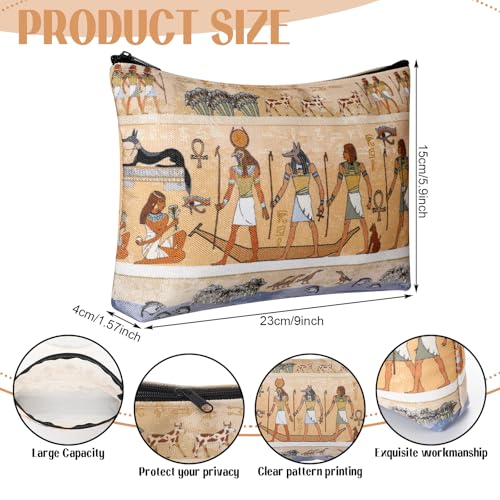 Kacctyen 9 Pcs Egyptian Makeup Bags Egyptian Gifts Cosmetic Pouch Ancient Egypt Canvas Purse Mythology Pharaoh Hieroglyphs Travel Toiletry Bag Gift for Egypt Lover2