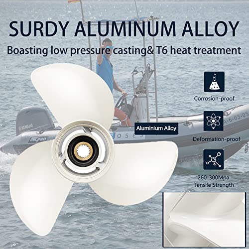 Vqprops Oem Upgrade 13 5/8 X 13 (15 Spline Tooth) Aluminum Boat Outboard Propeller Fit Yamaha Engines 50-130Hp Oem Parts No.6E5-45949-00-El,Rh thumb #4
