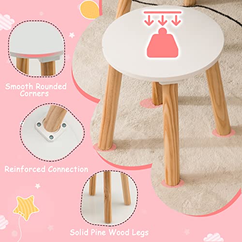 Costzon Kids Vanity Set, Girls Vanity Set With Mirror And Stool, 2 Large Drawers, Storage Shelf, Wooden Princess Makeup Dressing Table, Pretend Play Vanity Table And Chair Set For Toddlers, White #TOP4