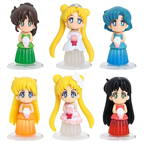 BESTZY Sailor Moon Mini Juego de Figuras, 6 Piezas Mini Figuarts Sailor Moon Action Figure, Sailor...