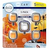 Febreze Hawaiian Aloha Car Vent Clip Air Freshener, 0.06 oz, 4 Pack Plus Bonus Heavy Duty 1ct